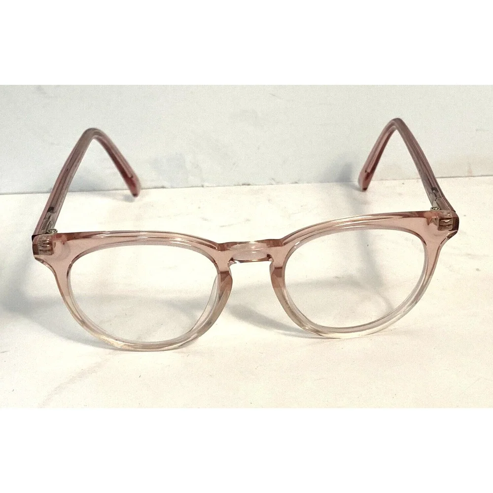 Warby Parker Sadie N 625 Eyeglasses Translucent Pink Round Frames 46-19-140 Case